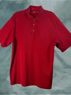 Nike Golf Mens Red Polo Size XL Dri-Fit Logo Short  Button Collar Soft